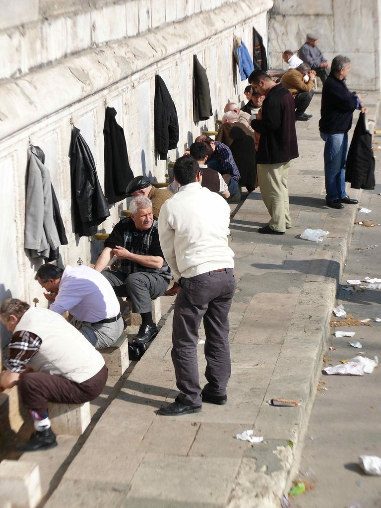 Picture of ablution process outside a mosque in Istanbul, Turkey.