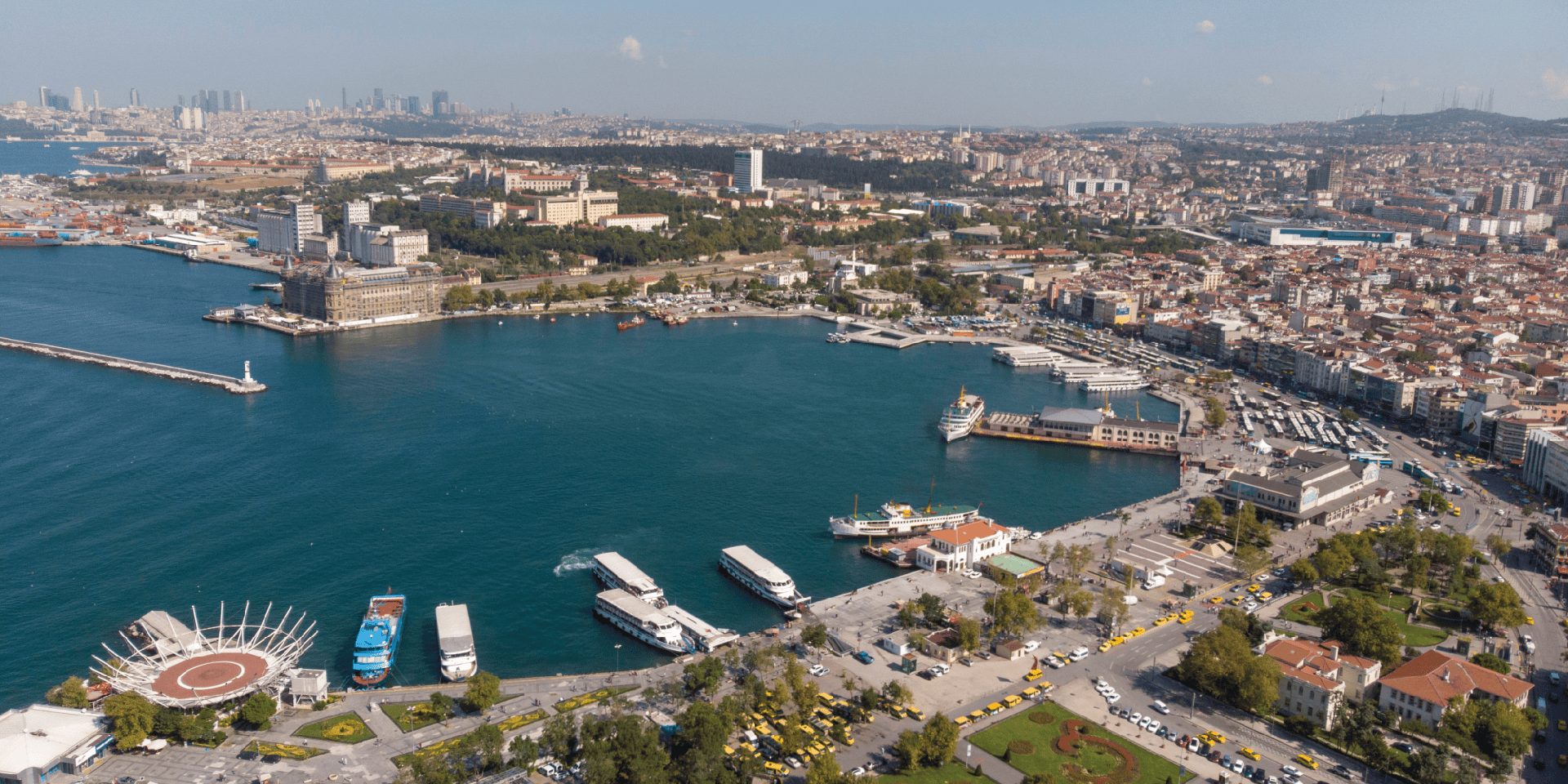 Aerial view of the Kadıköy dock in Istanbul