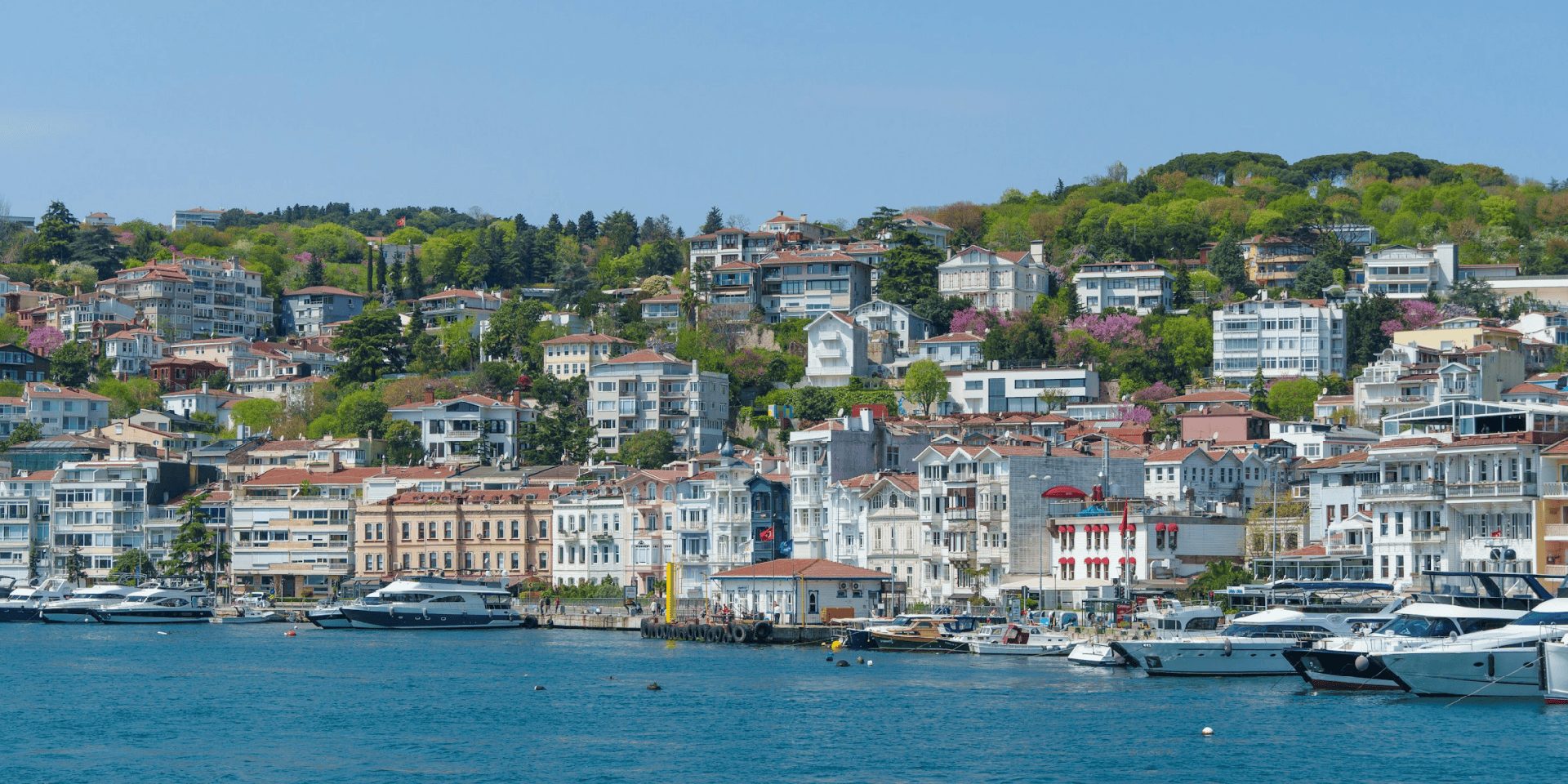 View of Bebek in Istanbul taken from the Bosphorus.