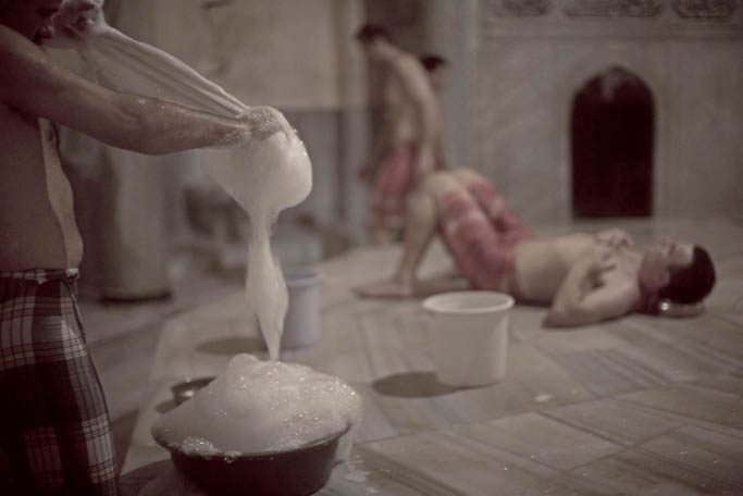 Getting a massage and scrub in the Çemberlistaş Hamam in Istanbul.