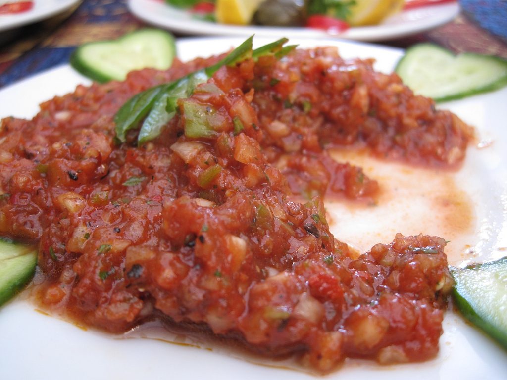 Ezme, a famous meze (Turkish starter) in Istanbul, Turkey.
