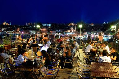 One of the many marvelous views from Galata Konak Cafe in Istanbul, Turkey.