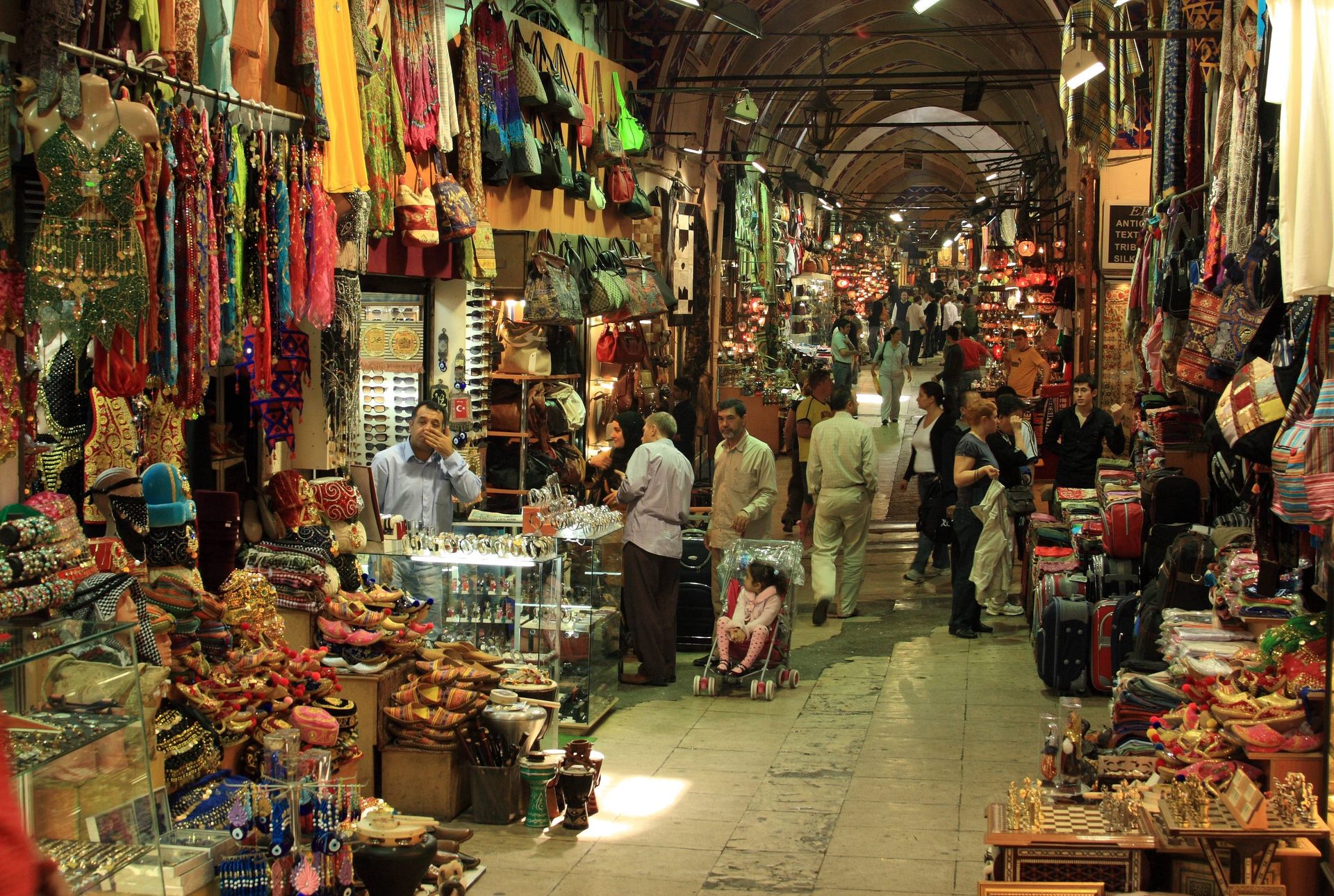Picture inside the Grand Bazaar in Istanbul, Turkey.