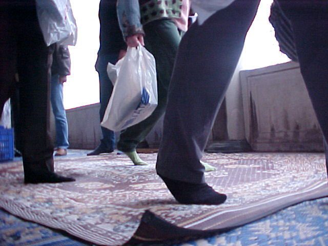 No shoes allowed in a mosque in Istanbul, Turkey.