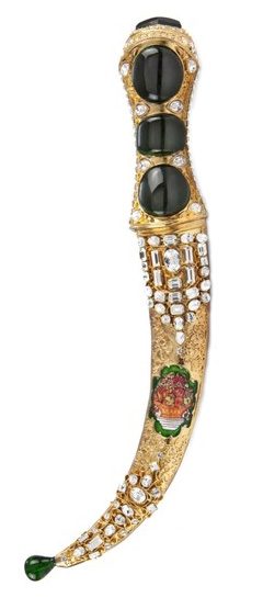 The Topkapi dagger in the treasury of Topkapi Palace.