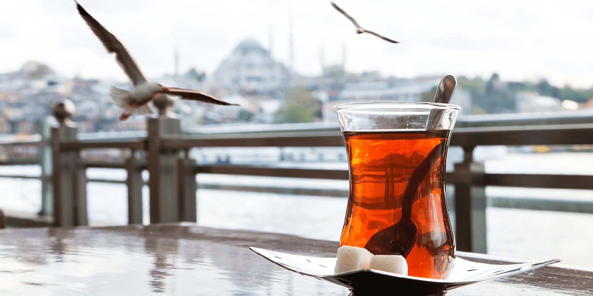 Turkish tea by the Golden Horn in Istanbul.